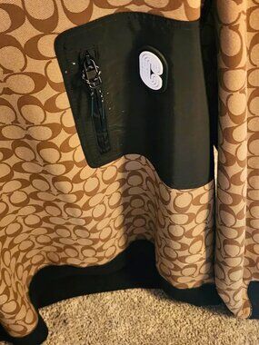 Coach Men's Size XL Tan Khaki Signature Monogram Crewneck Sweatshirt Black Trim